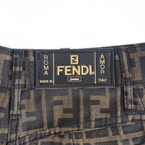 Authentic FENDI FF Zucca Vintage Printed Mini Skirt Brown Tan Pockets - Picture 7 of 12